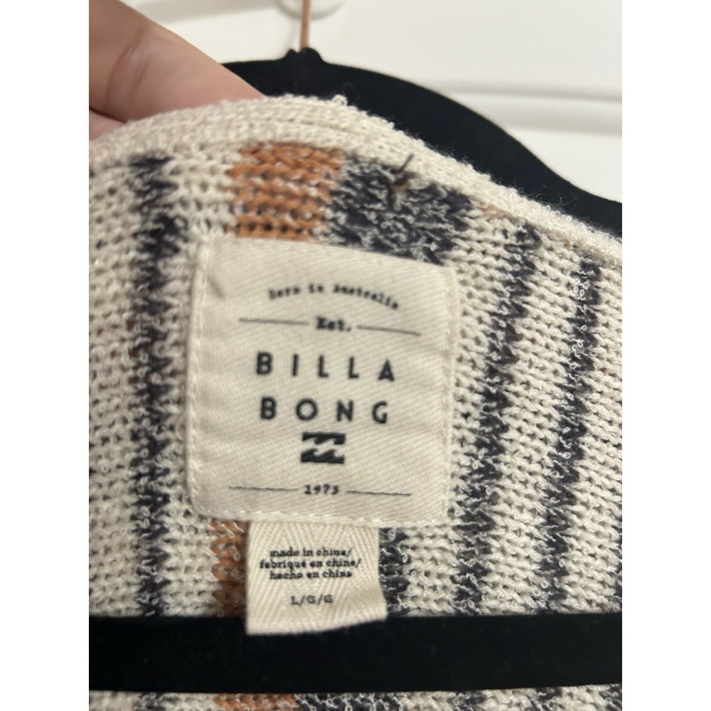 Billabong Baja Beach Striped Hooded Knit Sweater Women's Size L - Picture 2 of 5